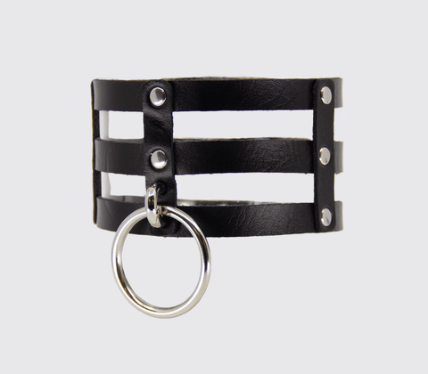 Love In Leather Triple Strap Faux Leather Choker - Collars and Leads