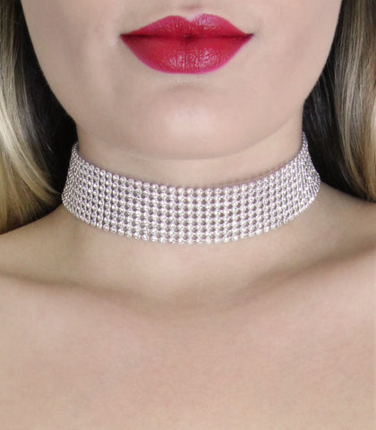 Love In Leather BDSM Play Diamante Choker - Collars and Leads