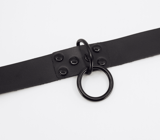 Love In Leather Black Ring Leather BDSM Choker - Collars and Leads