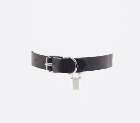 Love In Leather Chain Padlock Faux Leather Choker - Collars and Leads