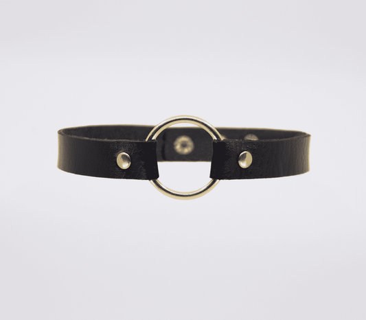 Love In Leather O-Ring Faux Leather BDSM Choker - Collars and Leads