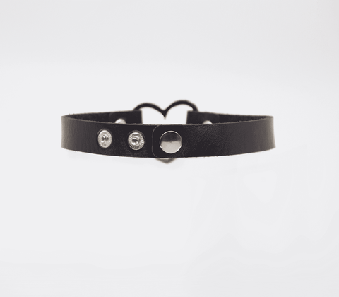 Love In Leather Heart Ring Faux Leather Fetish Choker - Collars and Leads