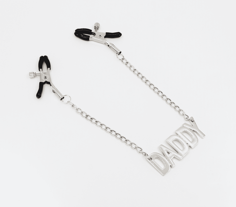 Love In Leather DADDY Written Nipple Clamps - Nipple and Clit Clamps