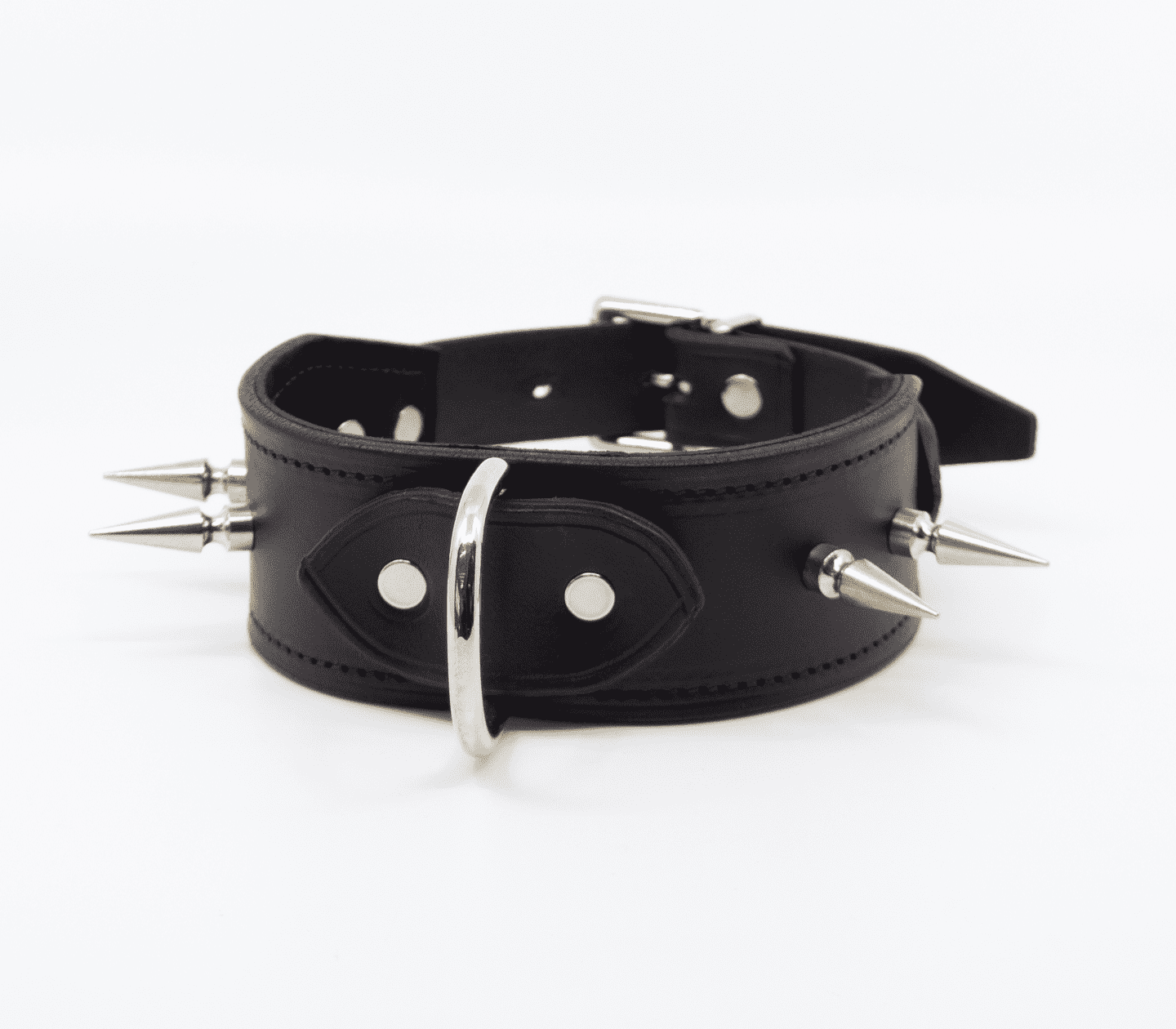 Love In Leather BDSM Collar With Long Spikes Collars and Leads