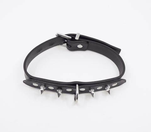 Love In Leather BDSM Collar With Short Dog Spikes - Collars and Leads