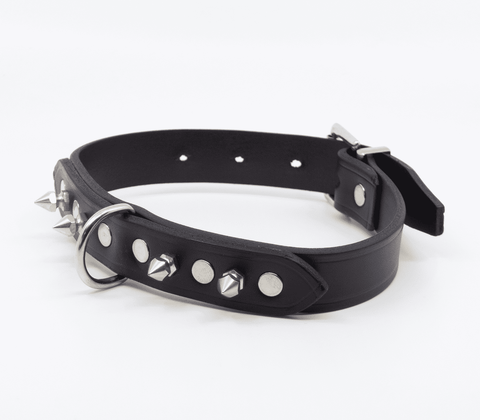 Love In Leather BDSM Collar With Short Dog Spikes - Collars and Leads