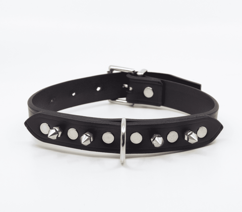 Love In Leather BDSM Collar With Short Dog Spikes - Collars and Leads