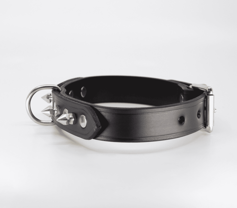 Love In Leather BDSM Collar With Short Dog Spikes - Collars and Leads