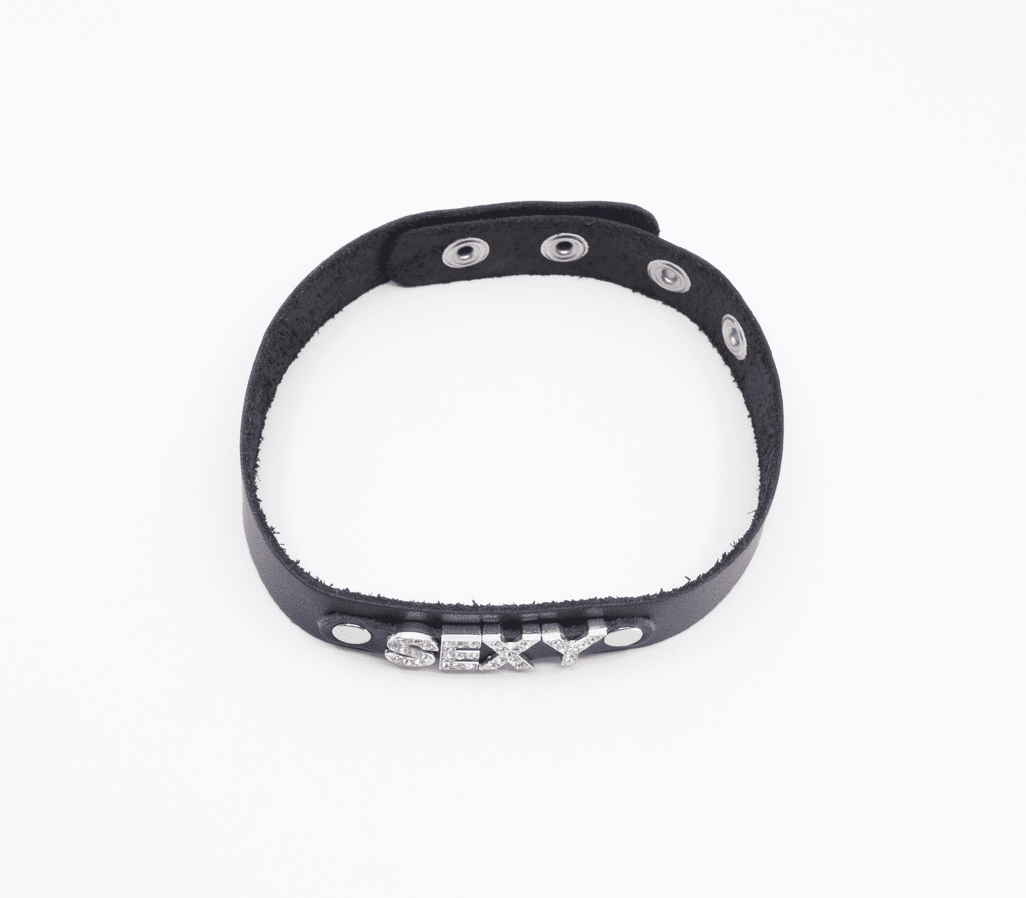 Love In Leather Diamante Sexy Word BDSM Collar Collars and Leads