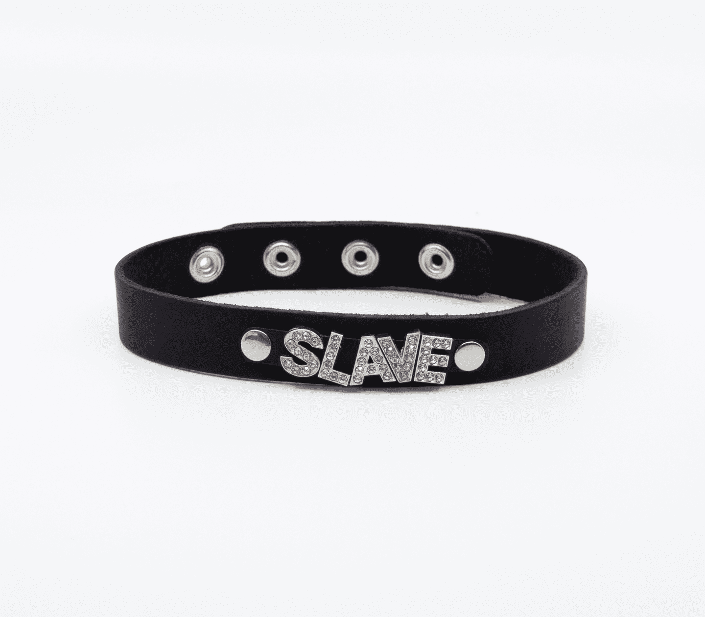 Love In Leather Diamante Slave Word BDSM Collar Default Title Collars and Leads