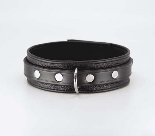 Love In Leather Flat & Grained Italian Leather Collar - Collars and Leads