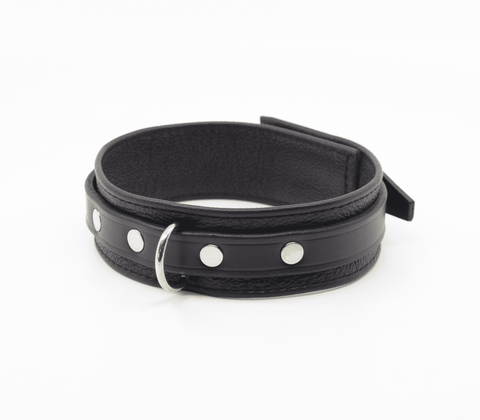 Love In Leather Flat & Grained Italian Leather Collar - Collars and Leads