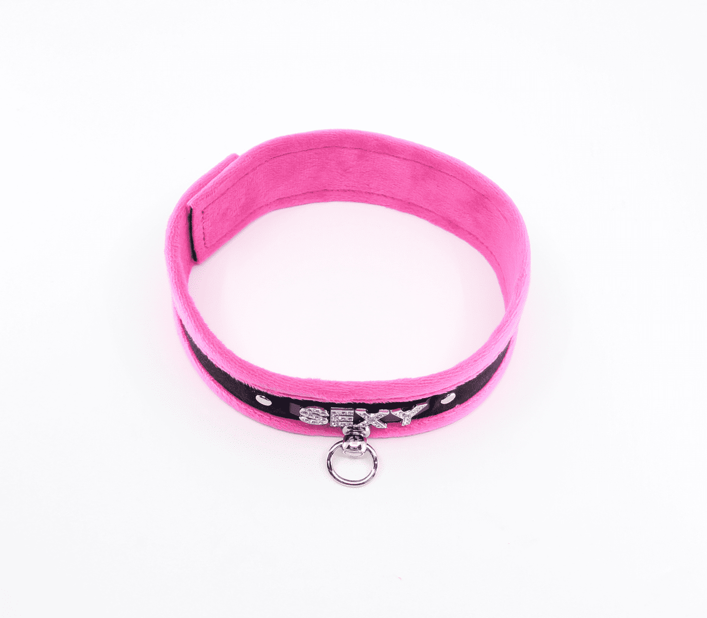 Love In Leather Diamante Sexy Fluffy Bondage Collar Pink Collars and Leads