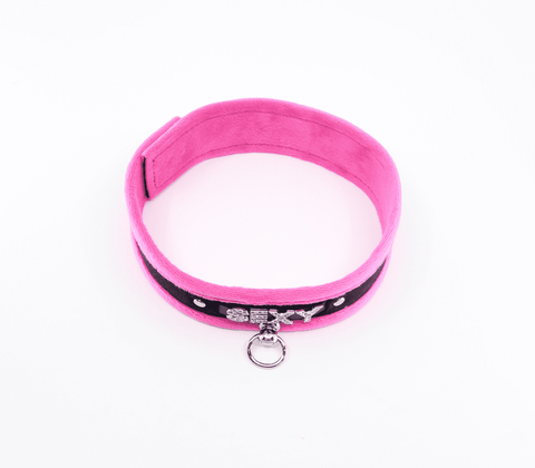 Love In Leather Diamante Sexy Fluffy Bondage Collar - Collars and Leads