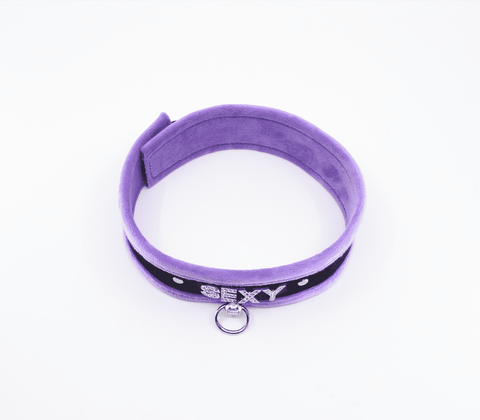 Love In Leather Diamante Sexy Fluffy Bondage Collar - Collars and Leads
