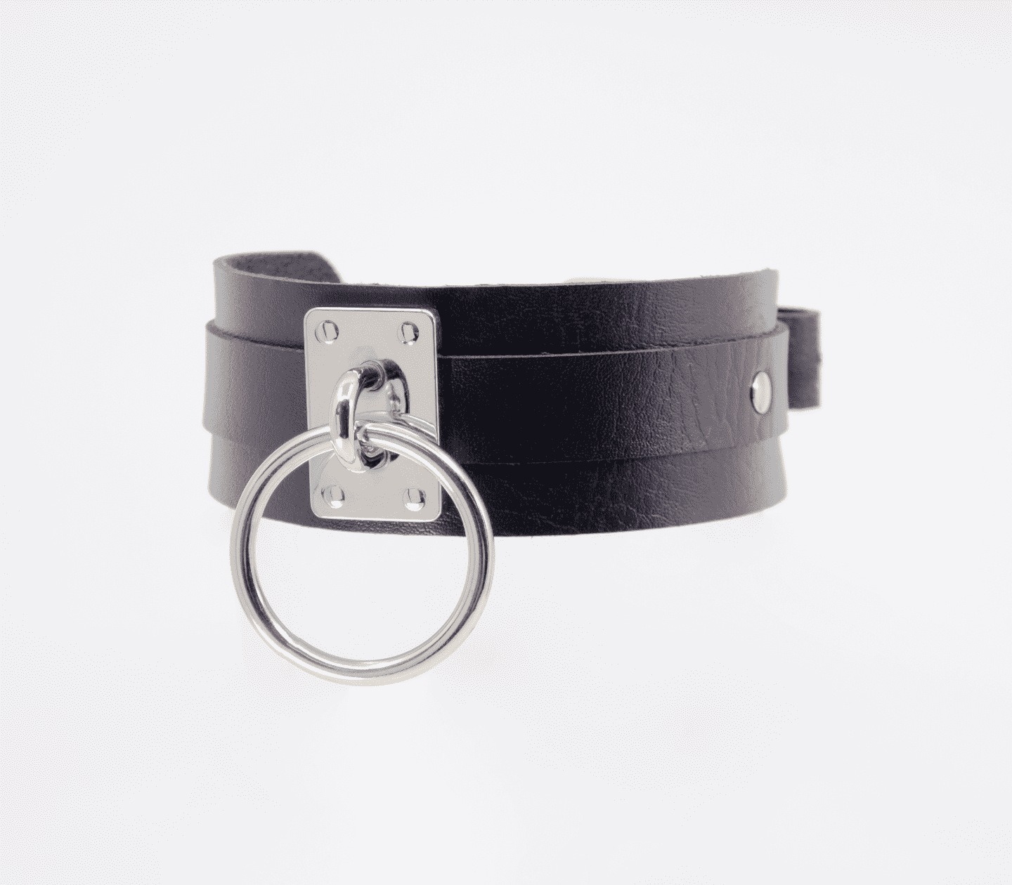 Love In Leather O-Ring Faux Leather BDSM Collar Silver Collars and Leads