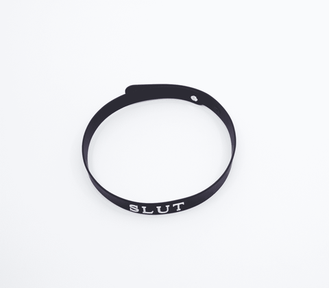 Love In Leather BDSM Play Silicone SLUT Collar - Collars and Leads