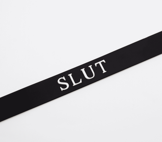 Love In Leather BDSM Play Silicone SLUT Collar - Collars and Leads