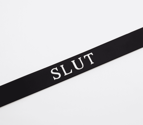 Love In Leather BDSM Play Silicone SLUT Collar - Collars and Leads