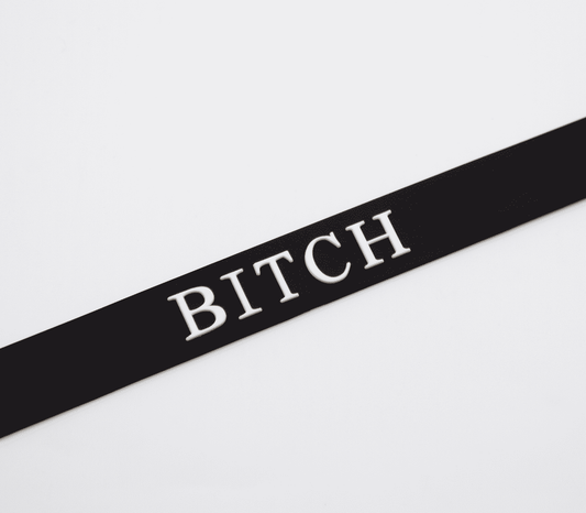 Love In Leather Fetish Play Silicone BITCH Collar - Collars and Leads