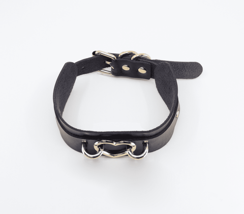 Love In Leather Heart Embellishment Faux Leather Collar - Collars and Leads