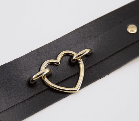Love In Leather Heart Embellishment Faux Leather Collar - Collars and Leads