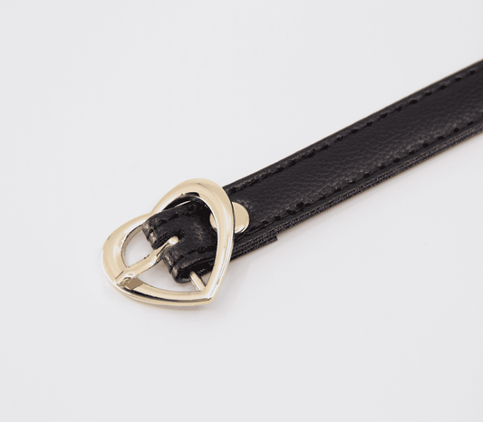 Love In Leather Heart Buckle Bondage Leather Collar - Collars and Leads
