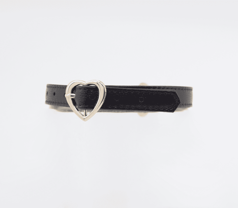 Love In Leather Heart Buckle Bondage Leather Collar - Collars and Leads