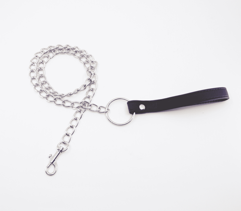 Love In Leather Chain Link Bondage Collar and Lead - Collars and Leads