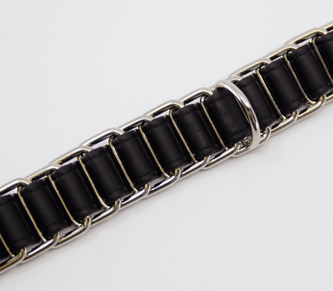 Love In Leather Chain Link Bondage Collar and Lead - Collars and Leads