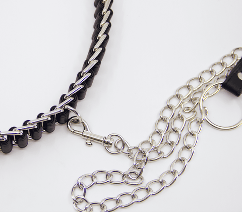 Love In Leather Chain Link Bondage Collar and Lead - Collars and Leads