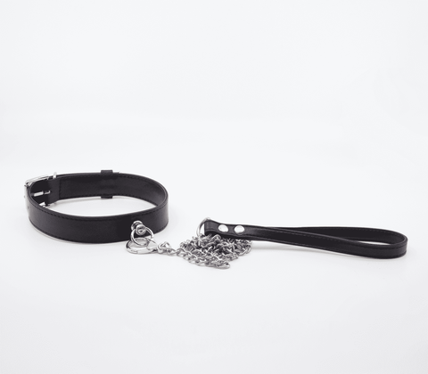Love In Leather Tipped Bondage Collar & Lead Set - Collars and Leads