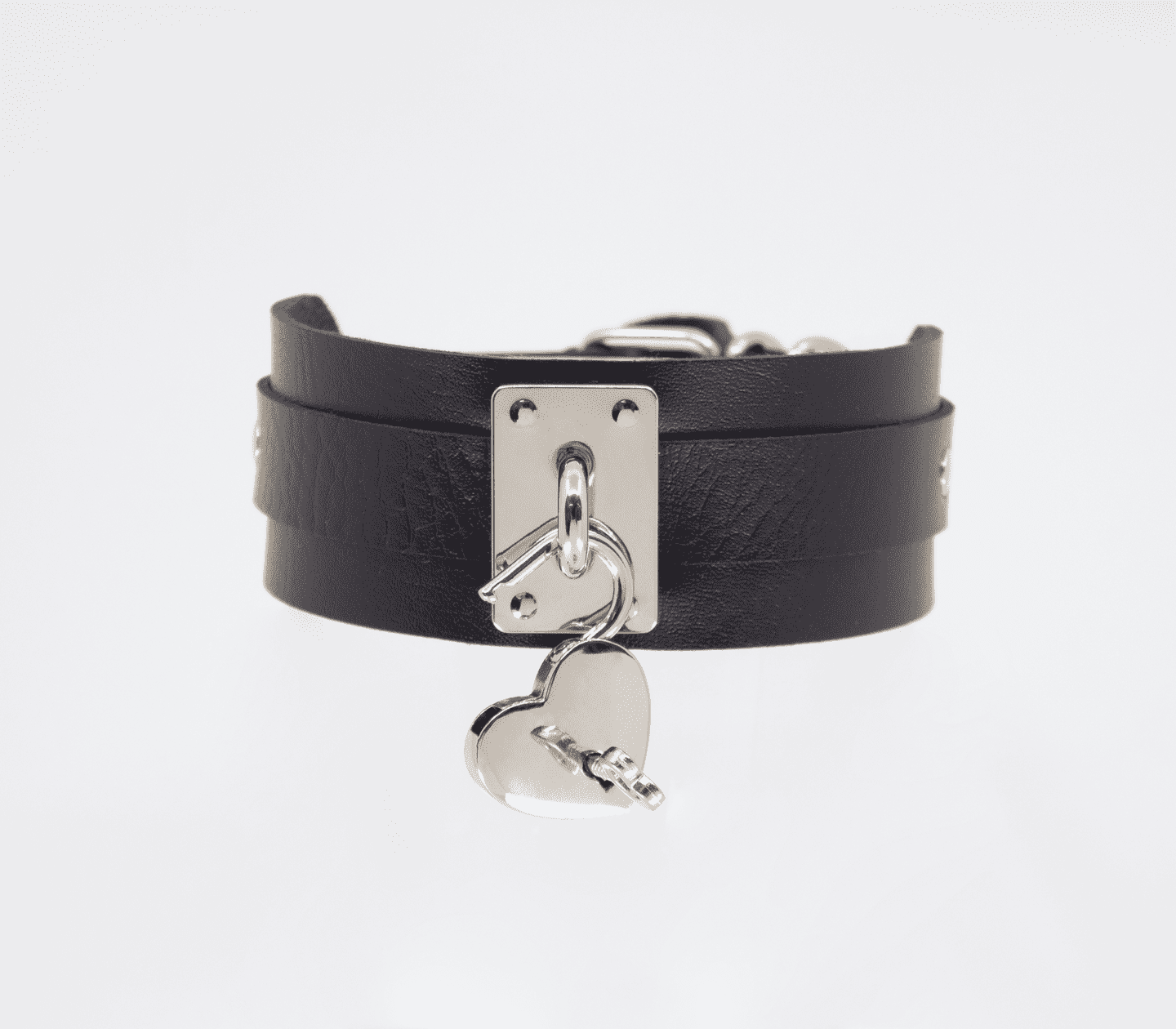 Love In Leather Heart Padlock Faux Leather Collar Collars and Leads