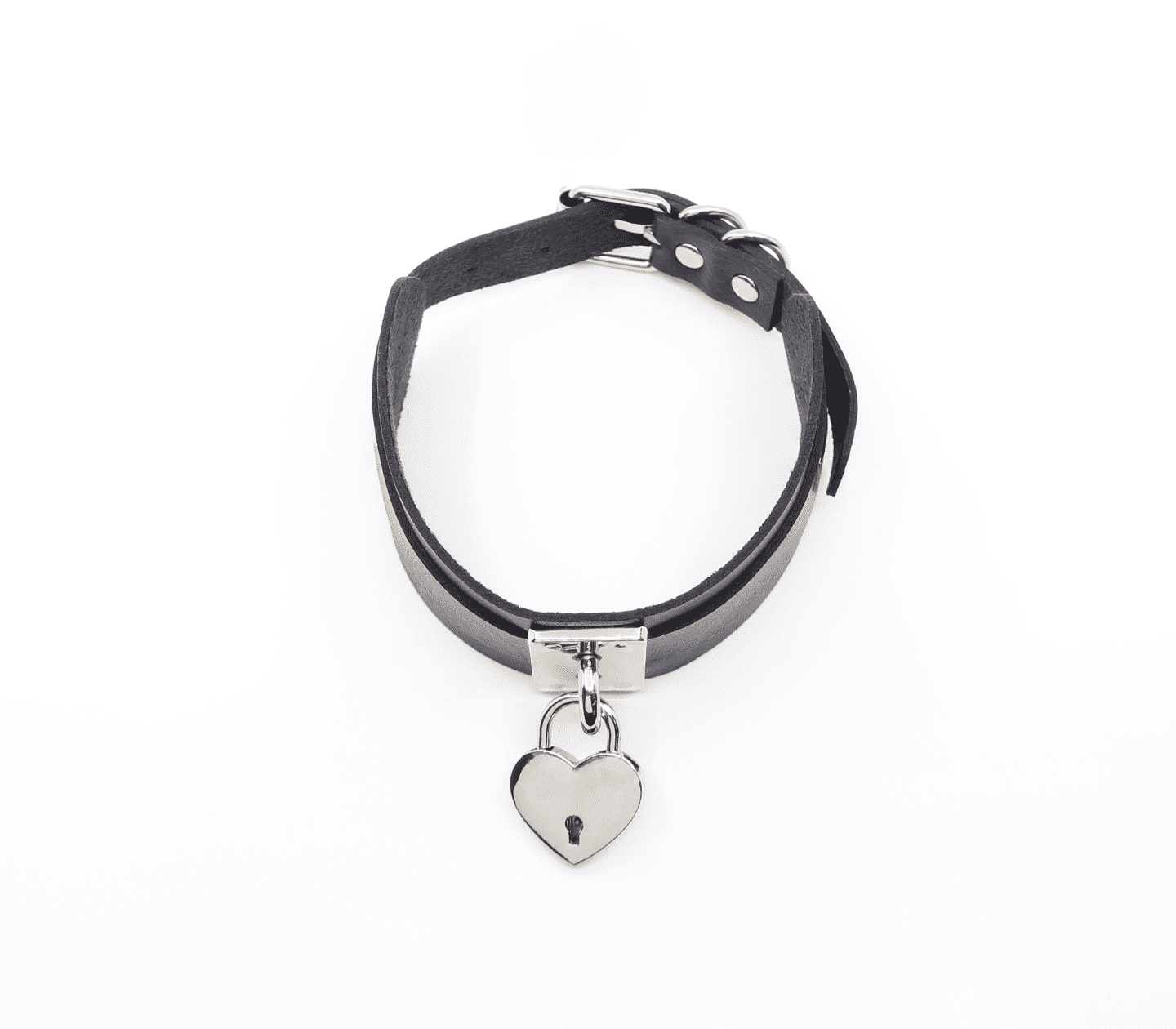 Love In Leather Heart Padlock Faux Leather Collar Collars and Leads