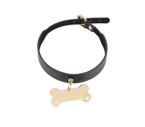 Love In Leather Engravable Bone Bondage Collar - Collars and Leads