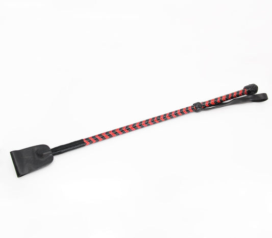 Love In Leather BDSM Riding Crop With Wide Tab Red Whips And Crops
