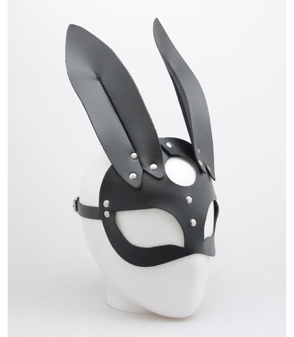Love In Leather Half Face Leather Rabbit Mask - Masks And Blindfolds