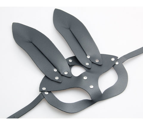 Love In Leather Half Face Leather Rabbit Mask - Masks And Blindfolds