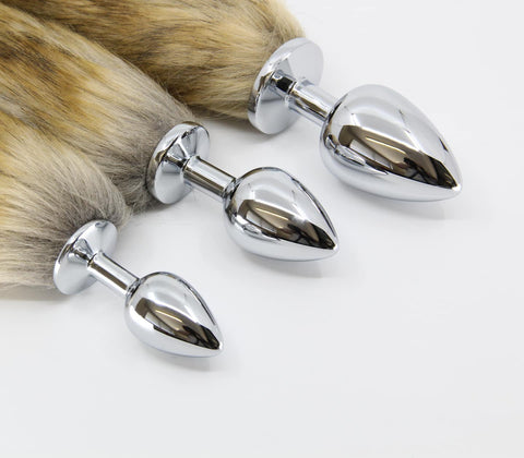 Love In Leather Fox Tail Aluminium Alloy Butt Plug Small - Butt Plugs