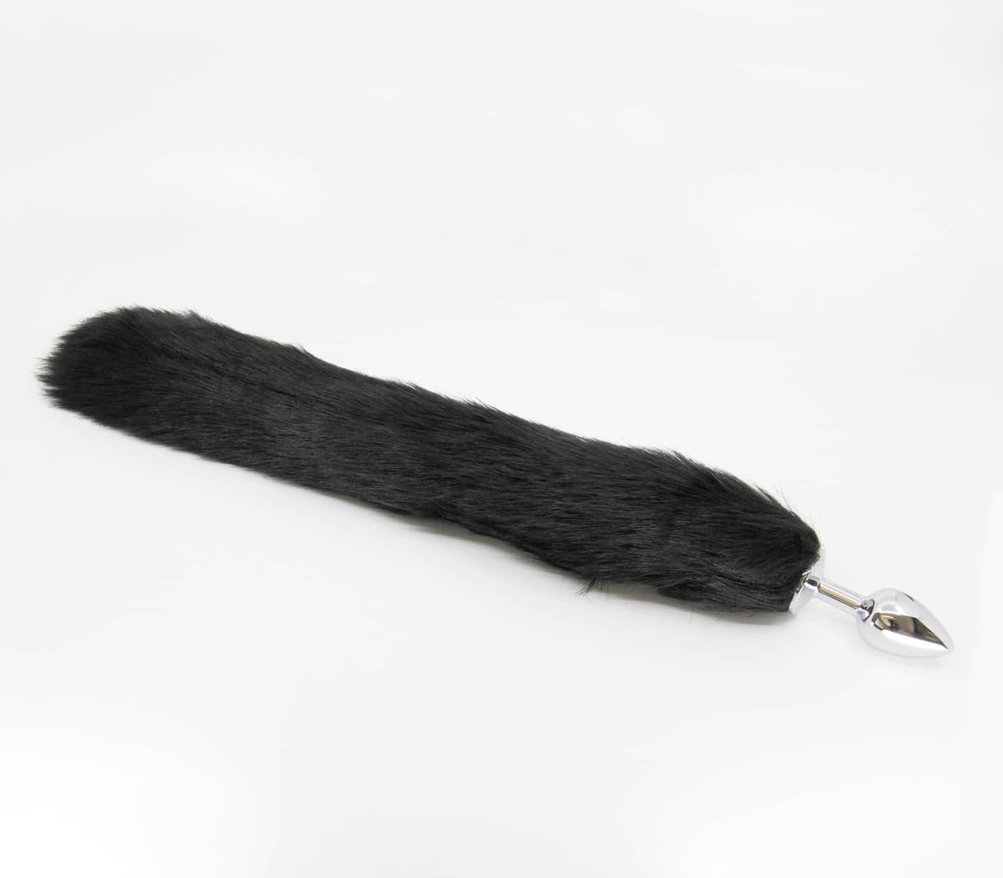Love In Leather Faux Fur Fox Tail Anal Plug Black Small Butt Plugs