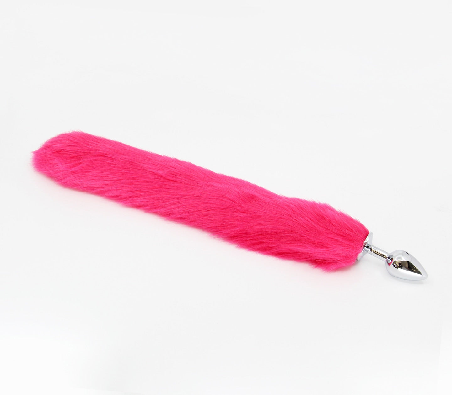 Love In Leather Aluminium Alloy Faux Fur Butt Plug Small Hot Pink Butt Plugs