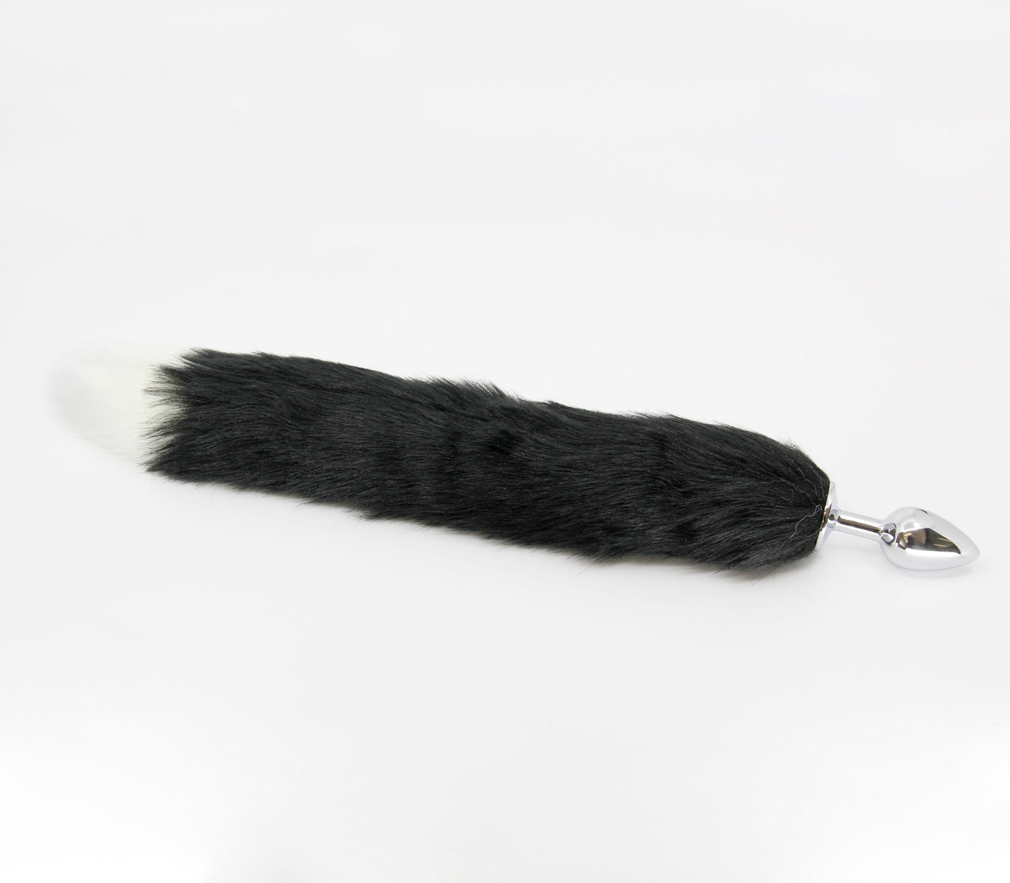 Love In Leather Faux Fur Fox Tail Butt Plug Medium Black Butt Plugs