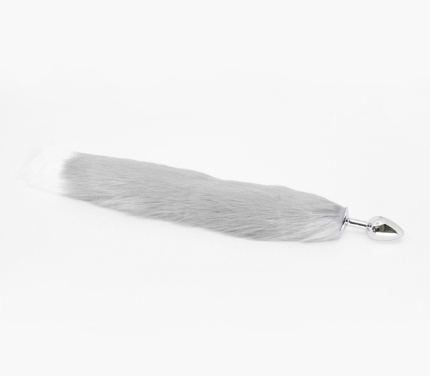 Love In Leather Faux Fur Fox Tail Butt Plug Medium Grey Butt Plugs