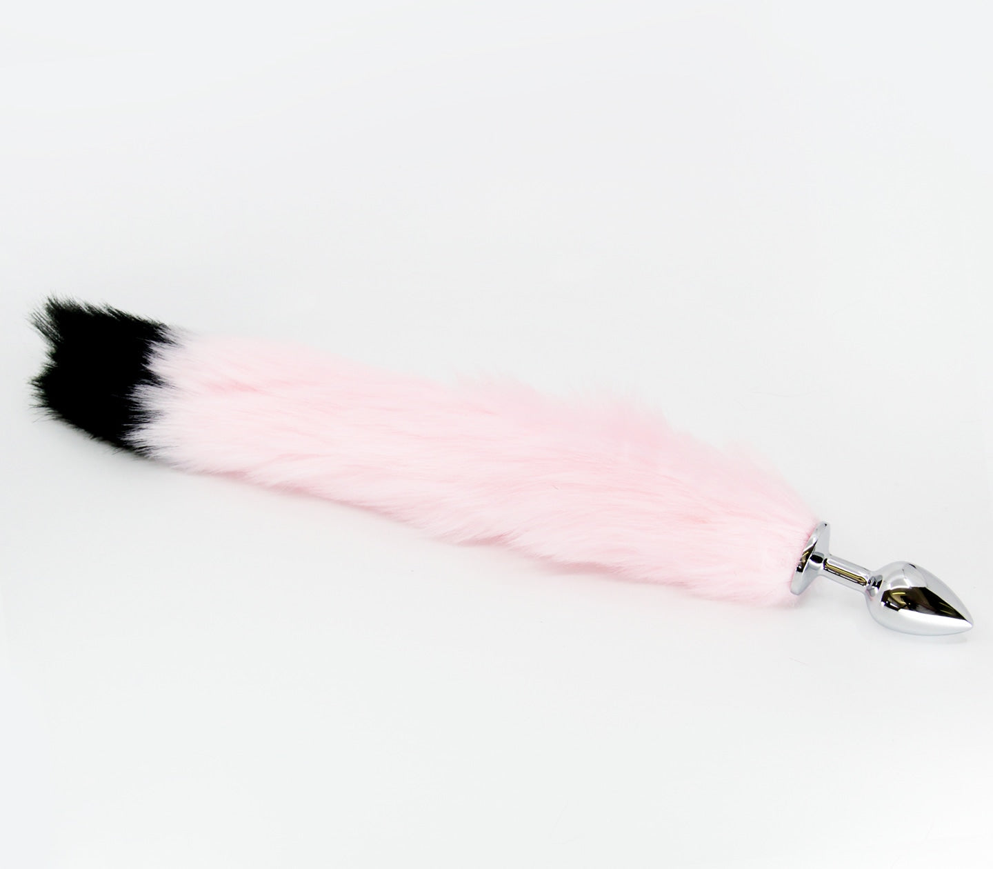 Love In Leather Fur Fox Tail Butt Plug Small Black Pink Butt Plugs