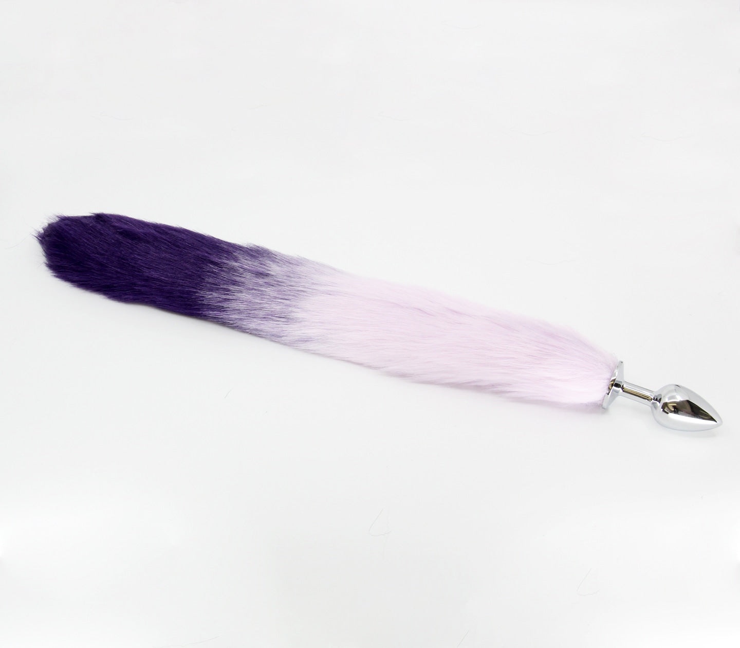 Love In Leather Fur Fox Tail Butt Plug Small Purple Lilac Butt Plugs
