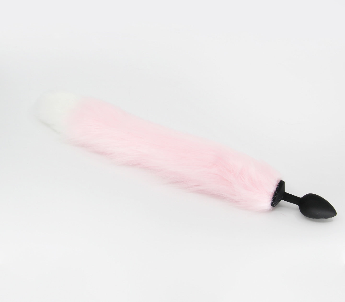 Love In Leather Fox Tail Silicone Butt Plug Medium Pink White Butt Plugs