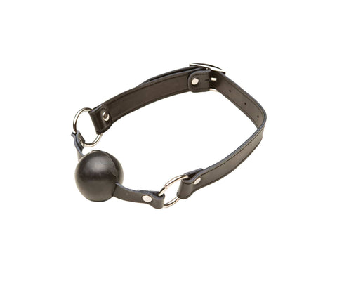 Love In Leather BDSM Play Gag with Solid Ball - Bondage Gags and Bits