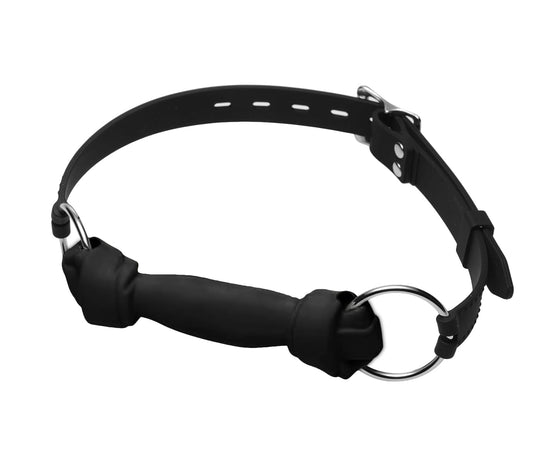 Love In Leather Silicone Dog Bone Chew Mouth Gag Black Bondage Gags and Bits
