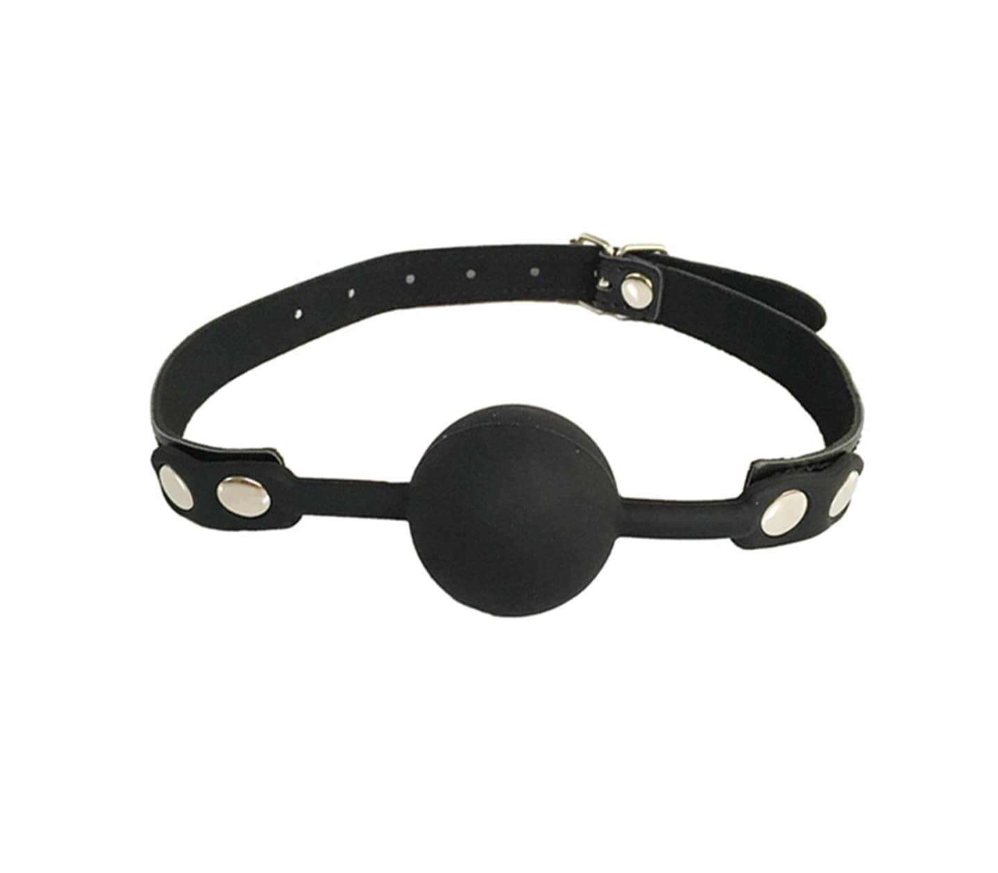 Love In Leather Fetish Play Gag with Silicone Ball Black Bondage Gags and Bits