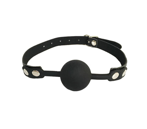 Love In Leather Fetish Play Gag with Silicone Ball - Bondage Gags and Bits